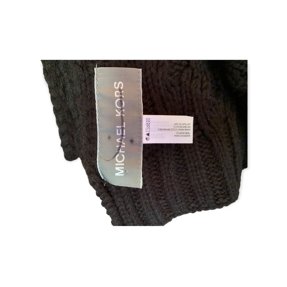 NWT Michael Kors Striped Cable Muffler Scarf Knit Warm Black - Picture 2 of 5